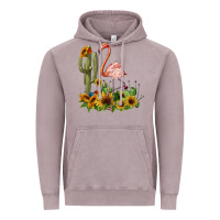 Vintage Zinc flamingo with cactus and sunflowers Vintage Hoodie - BarkalooDesign