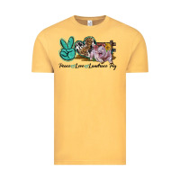 Vintage Mustard Peace Love Landrace Pig Vintage Tee - LillyAllenDesigns