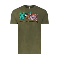 Vintage Olive Peace Love Landrace Pig Vintage Tee - LillyAllenDesigns
