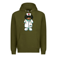 Army Green african nurse gnome afro hair Premium Hoodie - BarkalooDesign