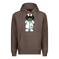 Coffee african nurse gnome afro hair Premium Hoodie - BarkalooDesign