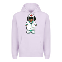 Lilac african nurse gnome afro hair Premium Hoodie - BarkalooDesign
