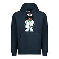 Navy african nurse gnome afro hair Premium Hoodie - BarkalooDesign