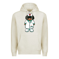 Oatmeal Heather african nurse gnome afro hair Premium Hoodie - BarkalooDesign