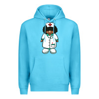 Ocean Blue african nurse gnome afro hair Premium Hoodie - BarkalooDesign