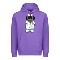 Purple african nurse gnome afro hair Premium Hoodie - BarkalooDesign