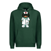 Sports Green african nurse gnome afro hair Premium Hoodie - BarkalooDesign