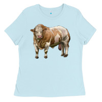 Baby Blue simmental bull Ladies Tee - LillyAllenDesigns