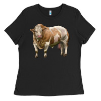 Black simmental bull Ladies Tee - LillyAllenDesigns