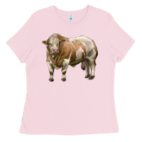 Bubblegum Pink simmental bull Ladies Tee - LillyAllenDesigns