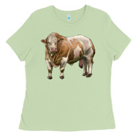 Matcha simmental bull Ladies Tee - LillyAllenDesigns