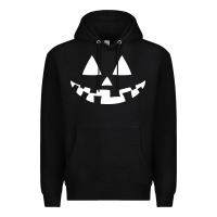Black halloween jack o lantern (white) Premium Hoodie - artisFamous