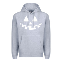 Heather Grey halloween jack o lantern (white) Premium Hoodie - artisFamous