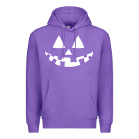 Purple halloween jack o lantern (white) Premium Hoodie - artisFamous