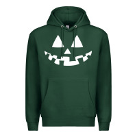 Sports Green halloween jack o lantern (white) Premium Hoodie - artisFamous