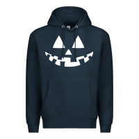 Navy halloween jack o lantern (white) Premium Hoodie - artisFamous