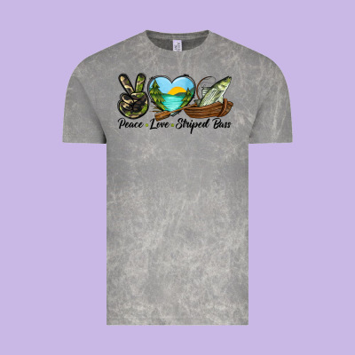 Camouflage Peace Love Striped Bass Vintage Tee Designed By Lillyallendesigns