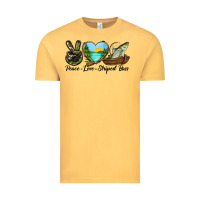 Vintage Mustard Camouflage Peace Love Striped Bass Vintage Tee - LillyAllenDesigns