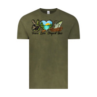 Vintage Olive Camouflage Peace Love Striped Bass Vintage Tee - LillyAllenDesigns