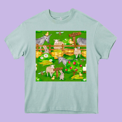 Farm Life Seamless Pattern Heavy Core Tee Designed By Fadigitalartstudio
