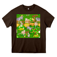 Chocolate Brown farm life seamless pattern Heavy Core Tee - FaDigitalArtStudio