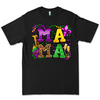 Black Mardi Gras leopard frame mama Mother's Day Premium Tee - LillyAllenDesigns