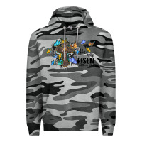 Slate Camo he is risen matthew 28 6 cross with butterflies cowhide background Premium Hoodie - BarkalooDesign