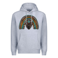 Heather Grey western rainbow with bison Premium Hoodie - RanaPortraitStore