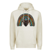 Oatmeal Heather western rainbow with bison Premium Hoodie - RanaPortraitStore