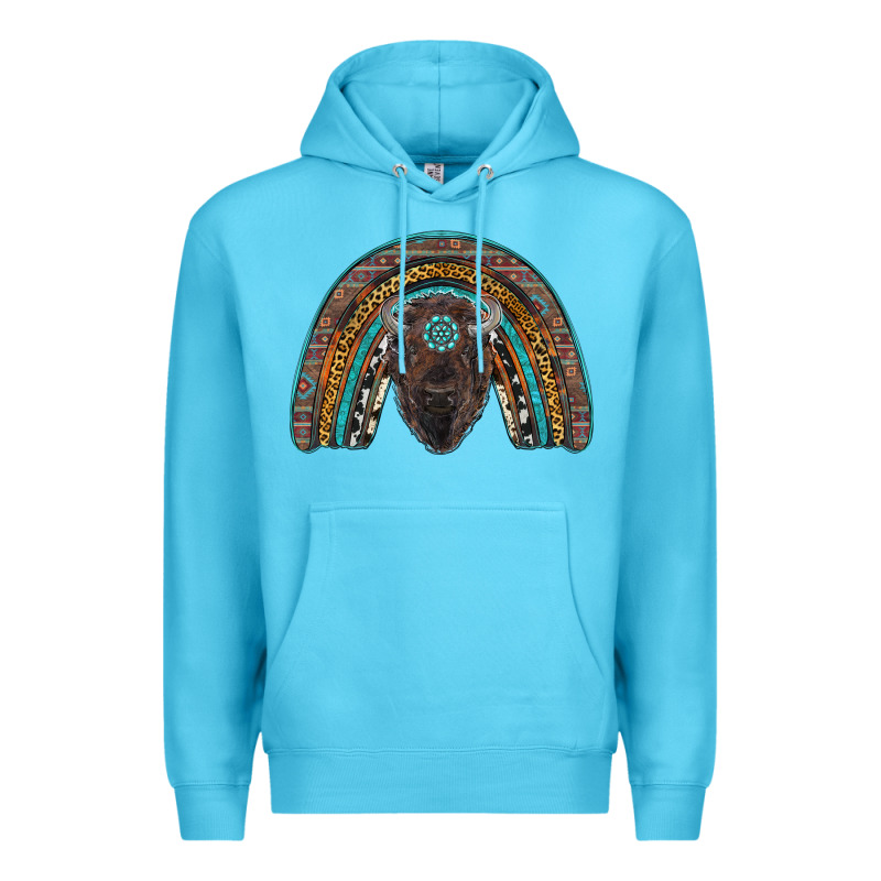 Western Rainbow With Bison Premium Hoodie by RanaPortraitStore | Teevron