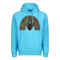 Ocean Blue western rainbow with bison Premium Hoodie - RanaPortraitStore