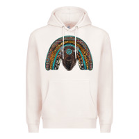 Pale Pink western rainbow with bison Premium Hoodie - RanaPortraitStore
