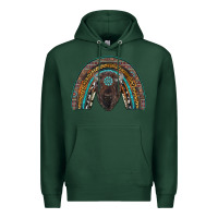 Sports Green western rainbow with bison Premium Hoodie - RanaPortraitStore