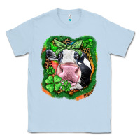 Dusty Blue St. Patrick's day cow Classic Tee - FaDigitalArtStudio