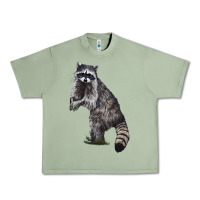 Oil Green Raccoon Illustrations Urban Heavy Tee - LillyAllenDesigns