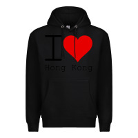 Black i love hong kong Premium Hoodie - artisFamous