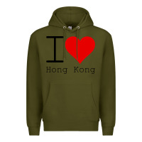 Army Green i love hong kong Premium Hoodie - artisFamous