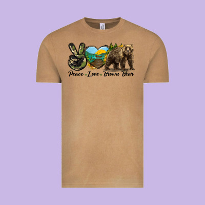 Peace Love Brown Bear Vintage Tee Designed By Lillyallendesigns