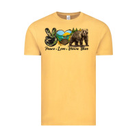 Vintage Mustard Peace Love Brown Bear Vintage Tee - LillyAllenDesigns