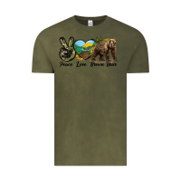 Vintage Olive Peace Love Brown Bear Vintage Tee - LillyAllenDesigns