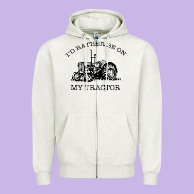 I D Rather Be On My Tractor Zipper Hoodie Designed By Bettercallsaul
