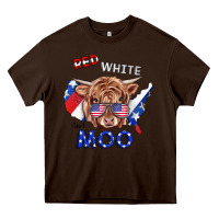 Chocolate Brown Red White And Moo Cow Heavy Core Tee - RanaPortraitStore