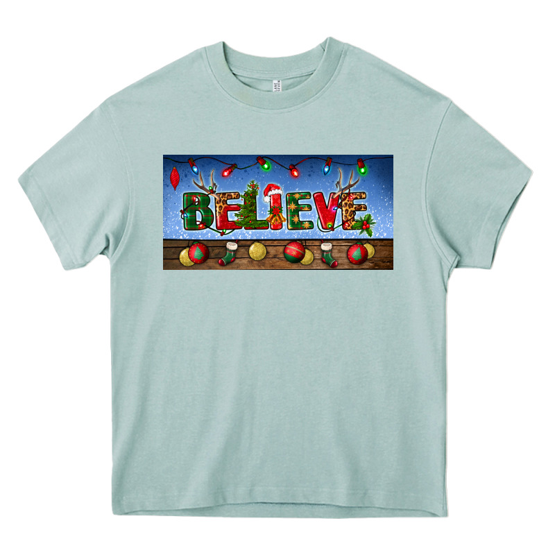 Christmas Believe License Plate Heavy Core Tee by BundleAndBundleShop | Teevron