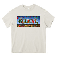 Cream christmas believe license plate Heavy Core Tee - BundleAndBundleShop