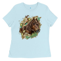 Baby Blue missouri horse floral background Ladies Tee - LillyAllenDesigns