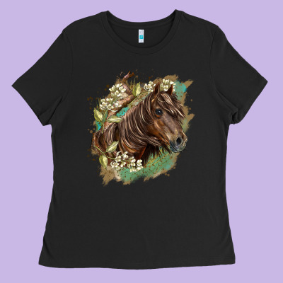 Missouri Horse Floral Background Ladies Tee Designed By Lillyallendesigns