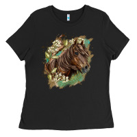 Black missouri horse floral background Ladies Tee - LillyAllenDesigns
