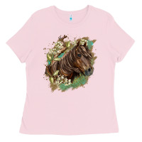 Bubblegum Pink missouri horse floral background Ladies Tee - LillyAllenDesigns