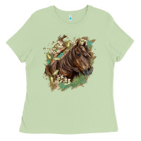 Matcha missouri horse floral background Ladies Tee - LillyAllenDesigns