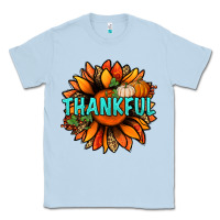 Dusty Blue thankful with sunflower bbs Classic Tee - BundleAndBundleShop